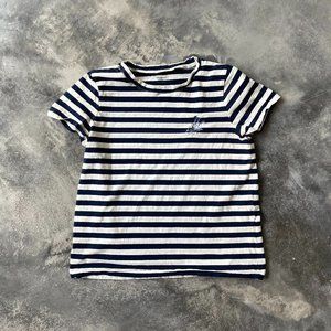 Madewell Lavender Embroidered Navy and White Striped Tee Shirt Size Small